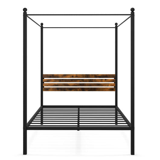 Queen Size Canopy Bed Frame with Under Bed Storage-Twin Size-5