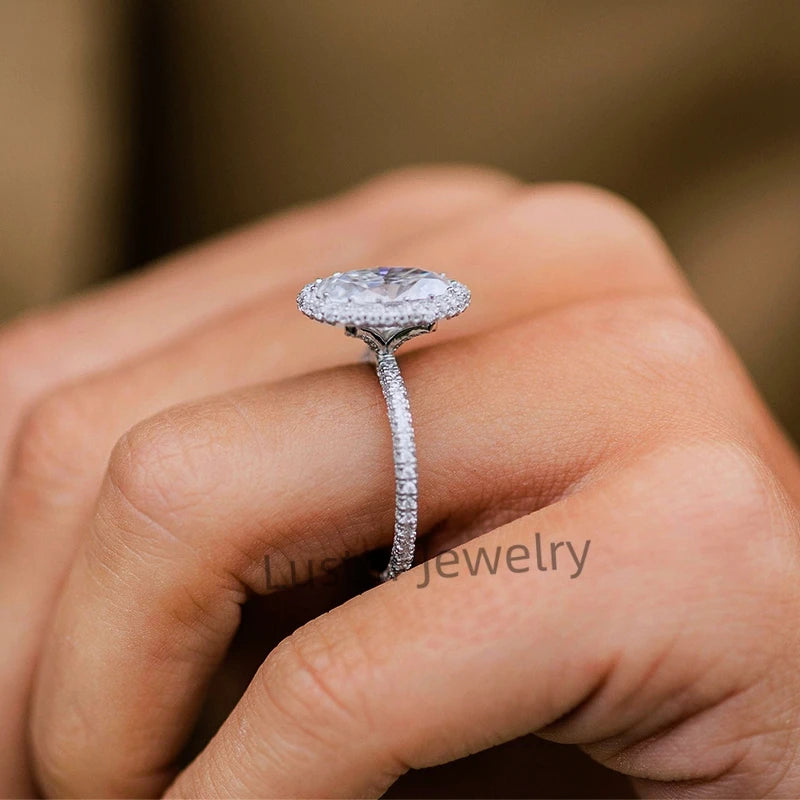 Luster Engagement Trendy Shape D White 10K Jewelry 18k Moissanite Women's 14k Gold Finger Ring