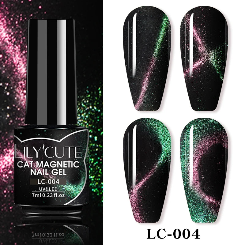 LILYCUTE 7ml Reflective Glitter Cat Magnetic Gel Nail Polish Semi permanent Soak Off UV LED Varnish Nail Supplies