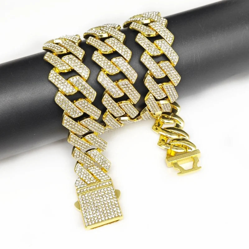 Hip Hop 24k Gold Plated Custom Cuban Link Miami Necklace