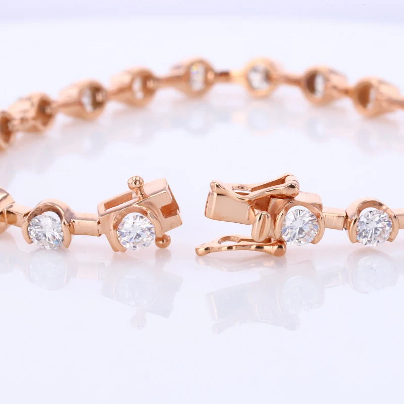 Sparkle 14k Gold Customized Men Women Moissanite Round Tennis Bracelet Jewelry