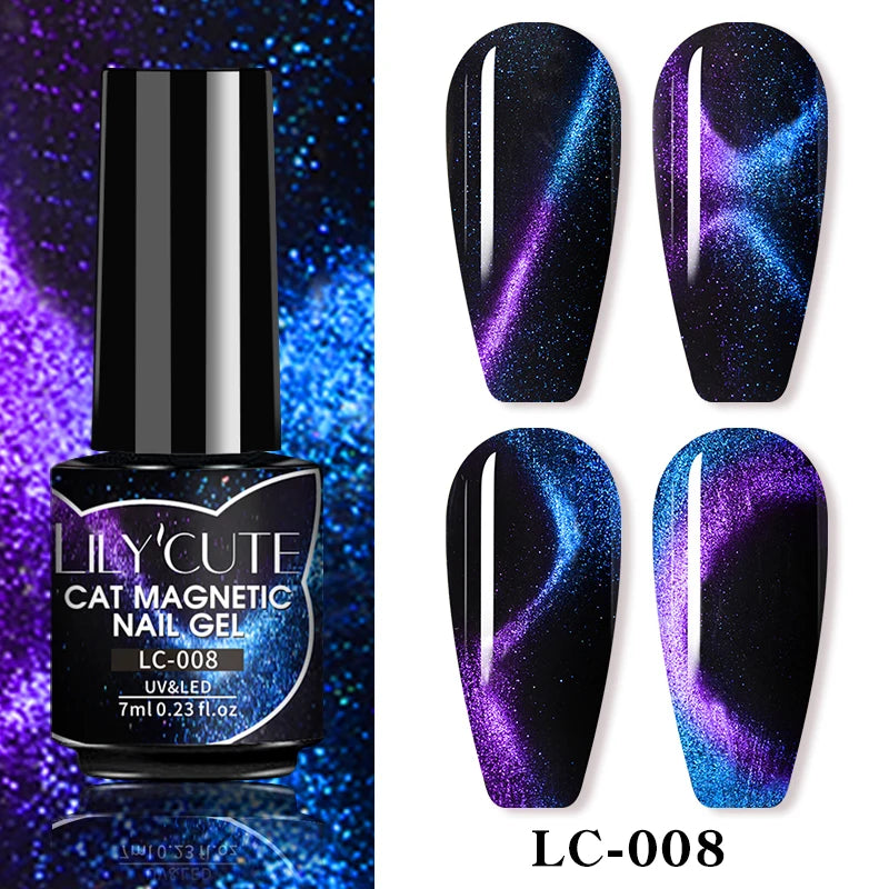 LILYCUTE 7ml Reflective Glitter Cat Magnetic Gel Nail Polish Semi permanent Soak Off UV LED Varnish Nail Supplies