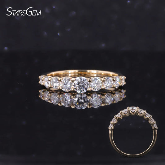 Women Jewellery 14k Gold Jewelry 4mm DEF VS VVS Round Lab Grown Diamond Wedding Band Eternity Ring