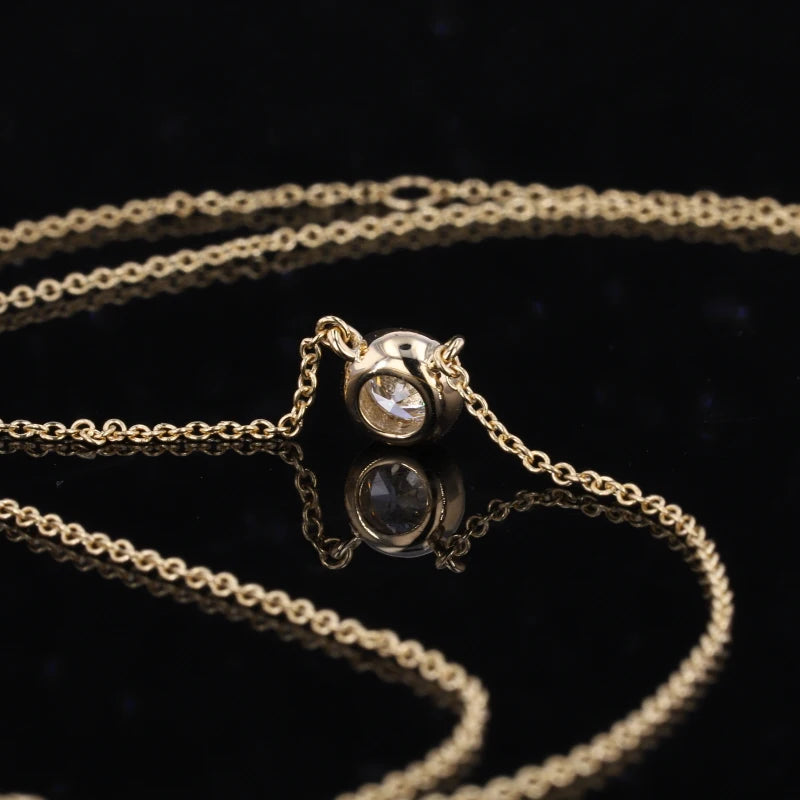 14K Gold with 4mm Double Rose Cut Moissanite Lab Diamond Gemstone Necklace