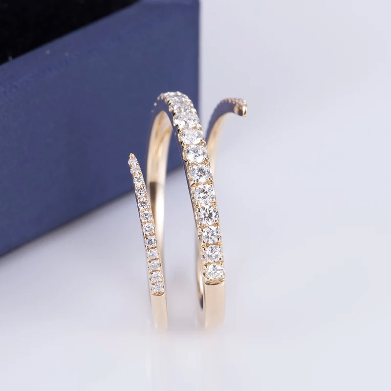 Messi Jewelry MS-565 14k Gold  Elegance Spiral Customized Lab Diamond Ring