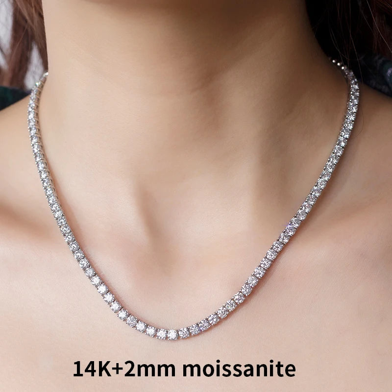 Messi Jewelry 925 Silver 14K Gold White Gold Custom Moissanite Tennis Chain Necklace