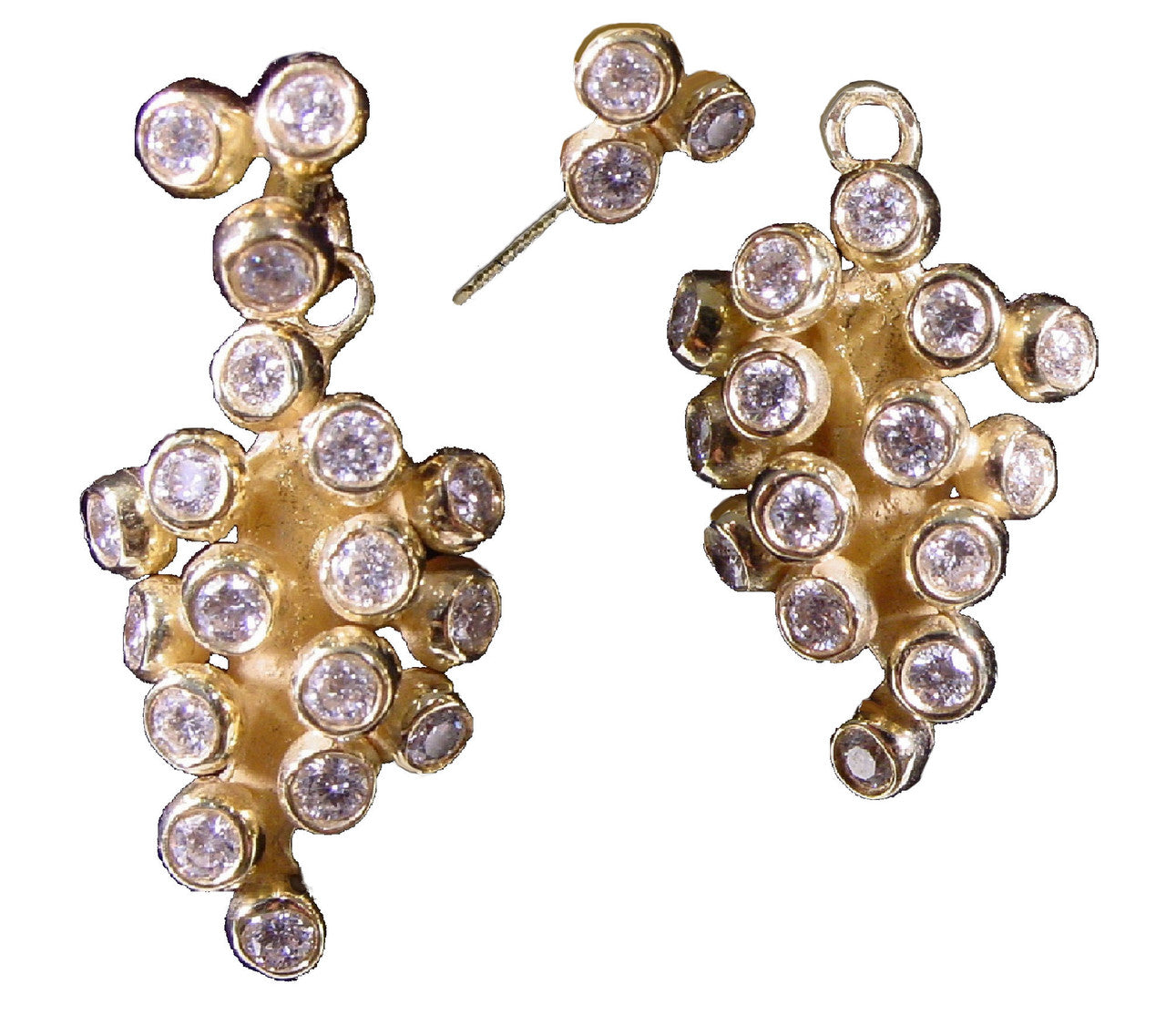 Demi Grape Earrings, Detachable Stud and Drop, 2 parts: 18K Gold & Diamonds-0