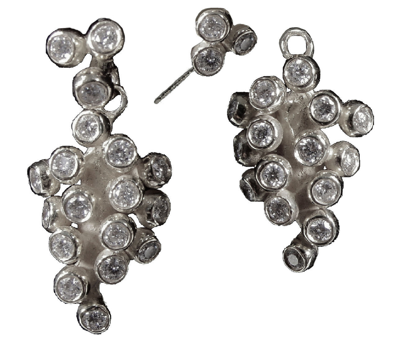 Demi Grape Earrings, Detachable Stud and Drop, 2 parts: 14K Gold & Diamonds-12