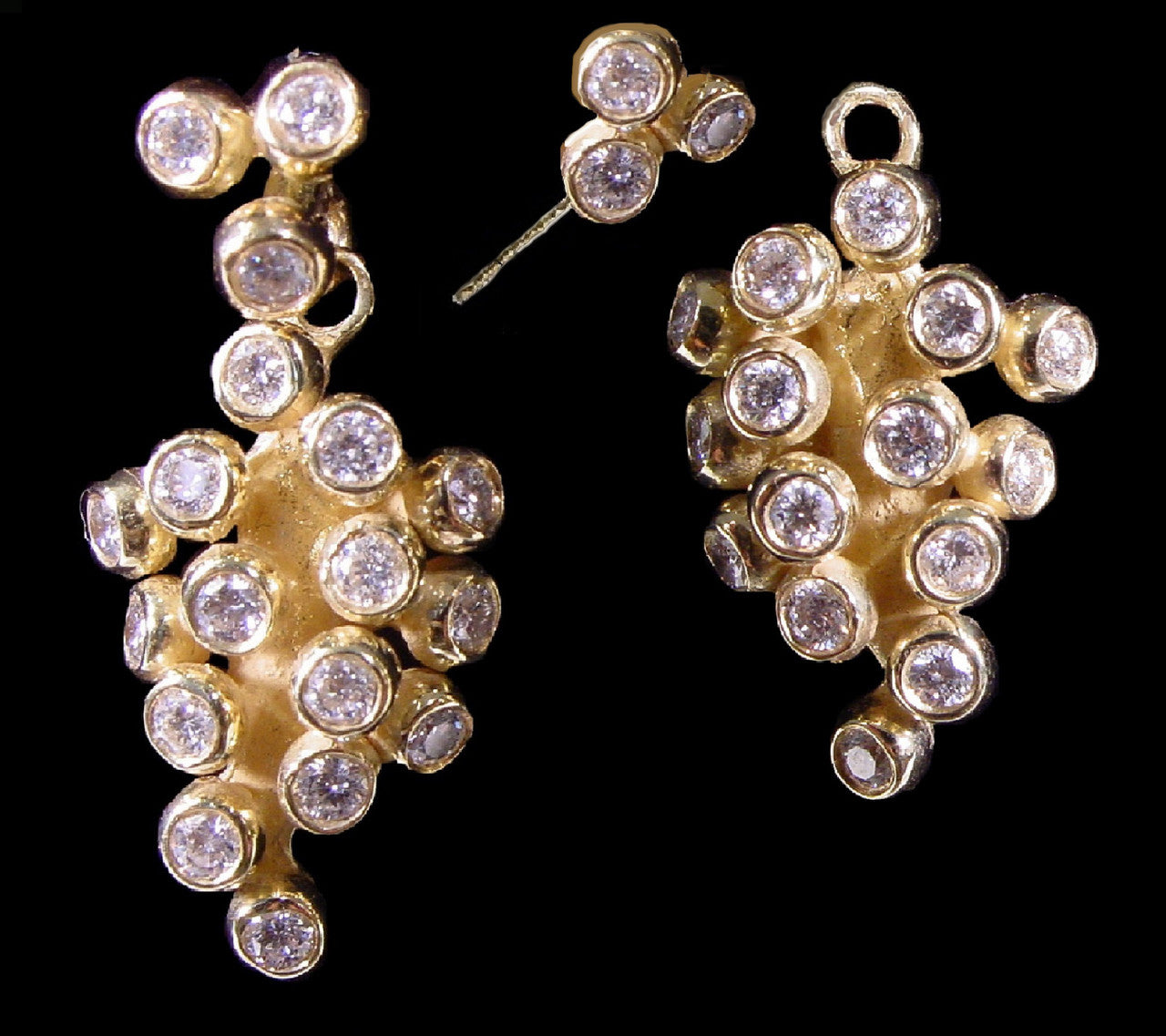 Demi Grape Earrings, Detachable Stud and Drop, 2 parts: Sterling Silver & Diamonds-10