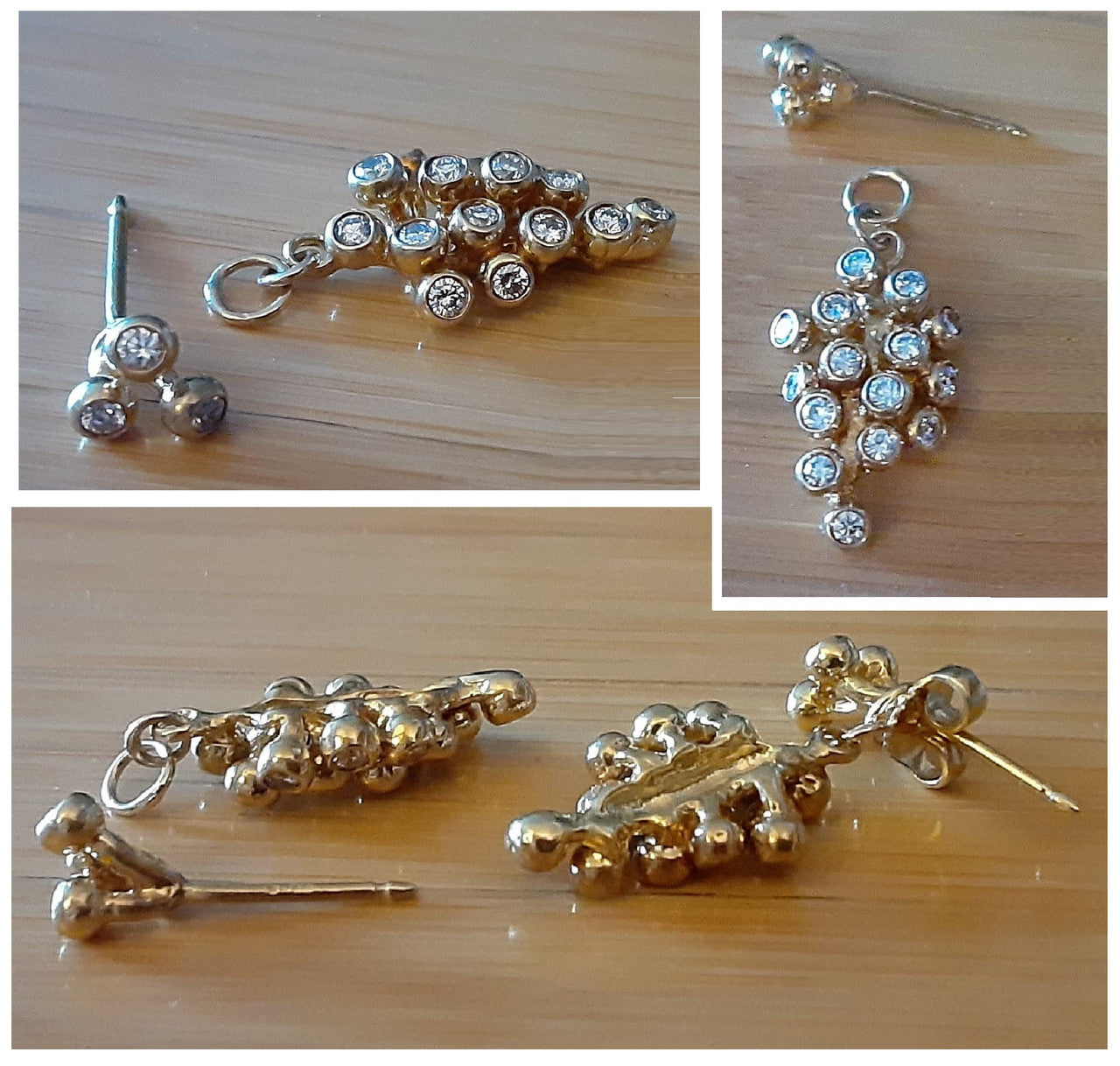 Demi Grape Earrings, Detachable Stud and Drop, 2 parts: 14K Gold & Diamonds-3