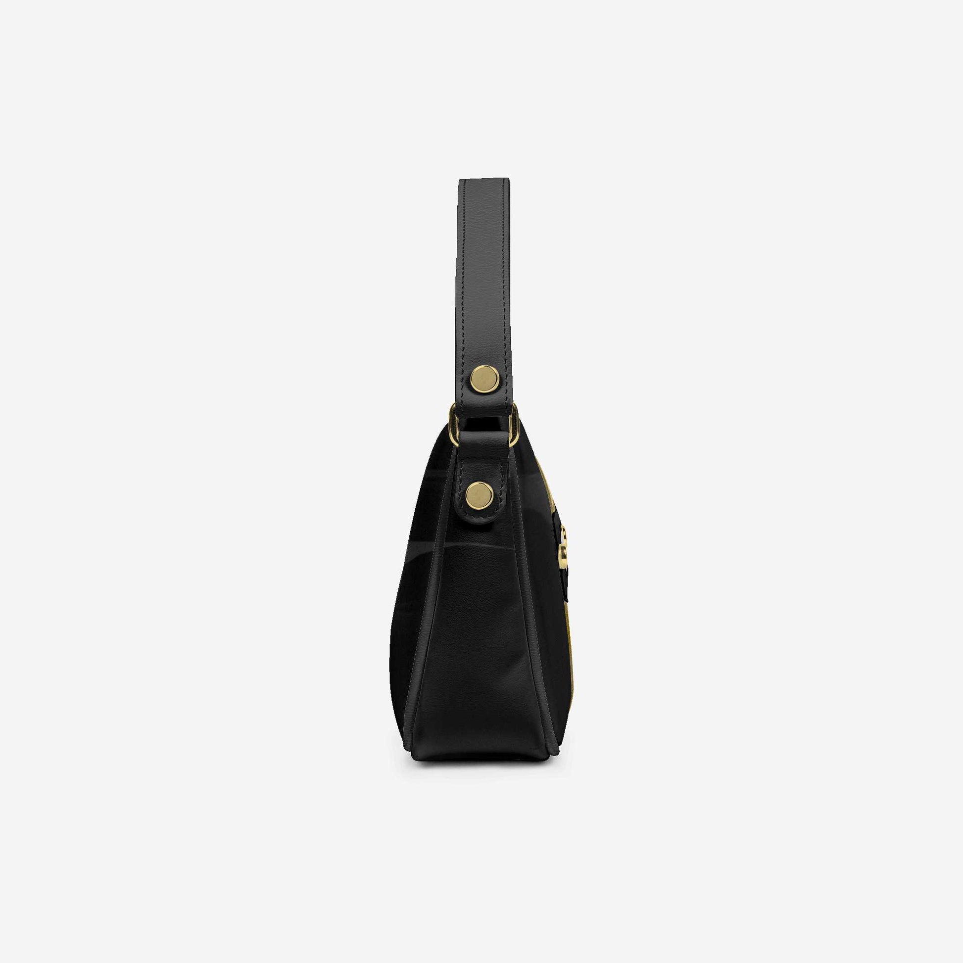 Handbag BYMANYC ® New York – Couture Vegan Vertical Band in Black & Gold Luxe-3