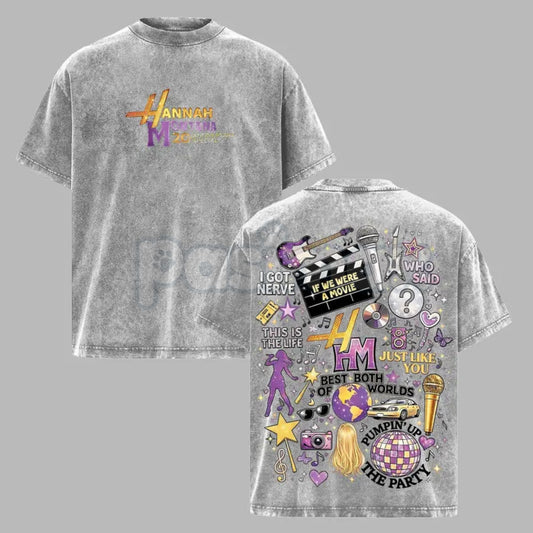 Hannah Montana 20th Anniversary Vintage Washed T-Shirt – Retro Y2K Pop Star Graphic Tee, Lightweight Cotton Disney Nostalgia Top