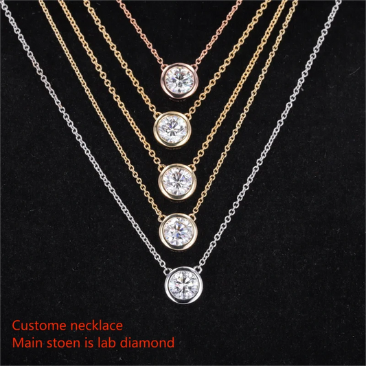 0.5CT 1CT IGI Certificate DEF VVS Starsgem 10k 14k Gold 40+5cm Necklace CVD HPHT Round Cut Lab Diamond Pendant Fine Jewelry
