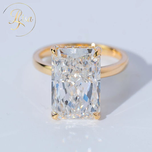 Luxury Custom 7.2CT VVS Lab Grown Diamond Engagement Ring for Women Yellow Gold 925 Silver Jewelry