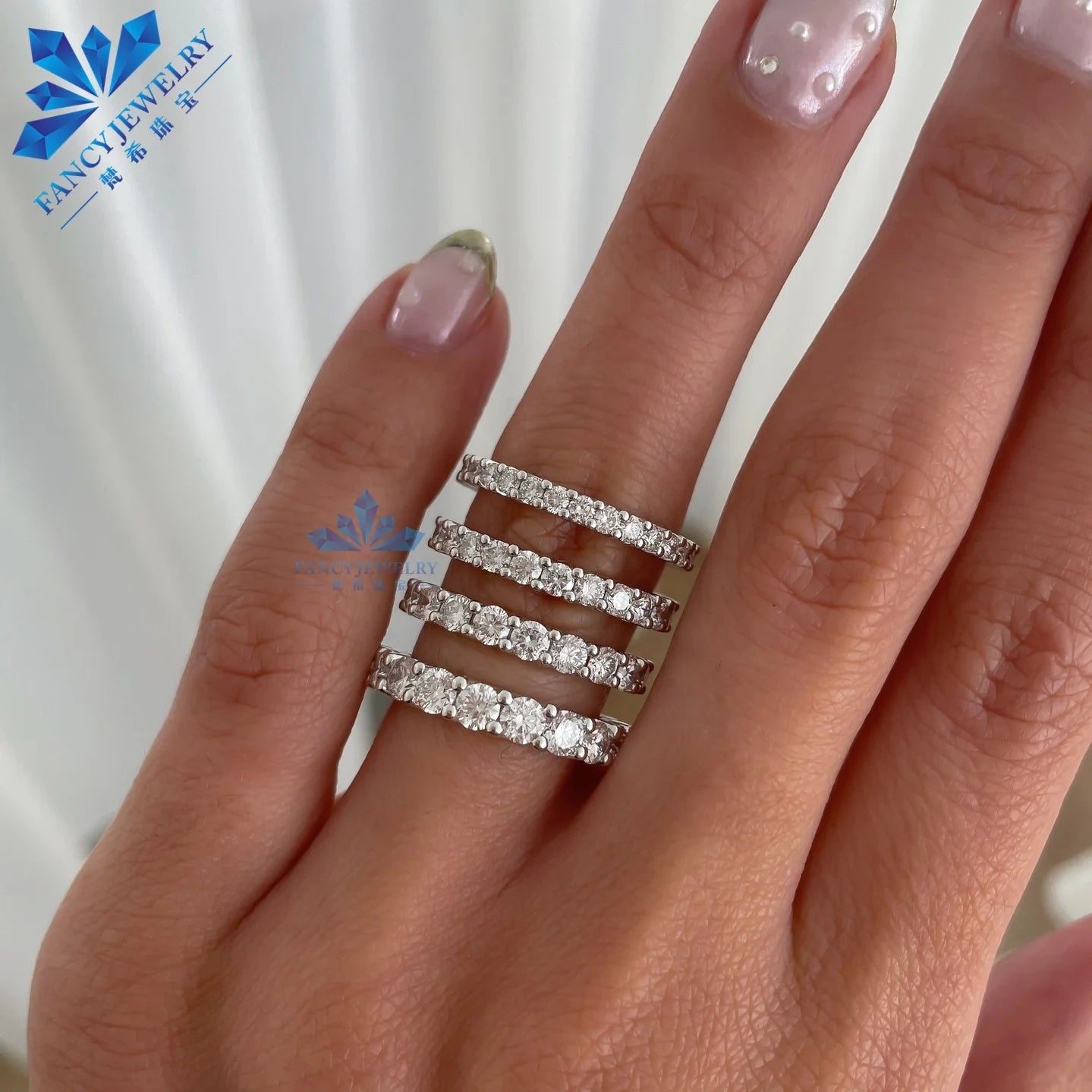 Wholesale Price Fine Jewelry 14K Gold Prong Setting Round Shape 1.6mm - 3.5mm Moissanite Diamonds Ring for Women Gift