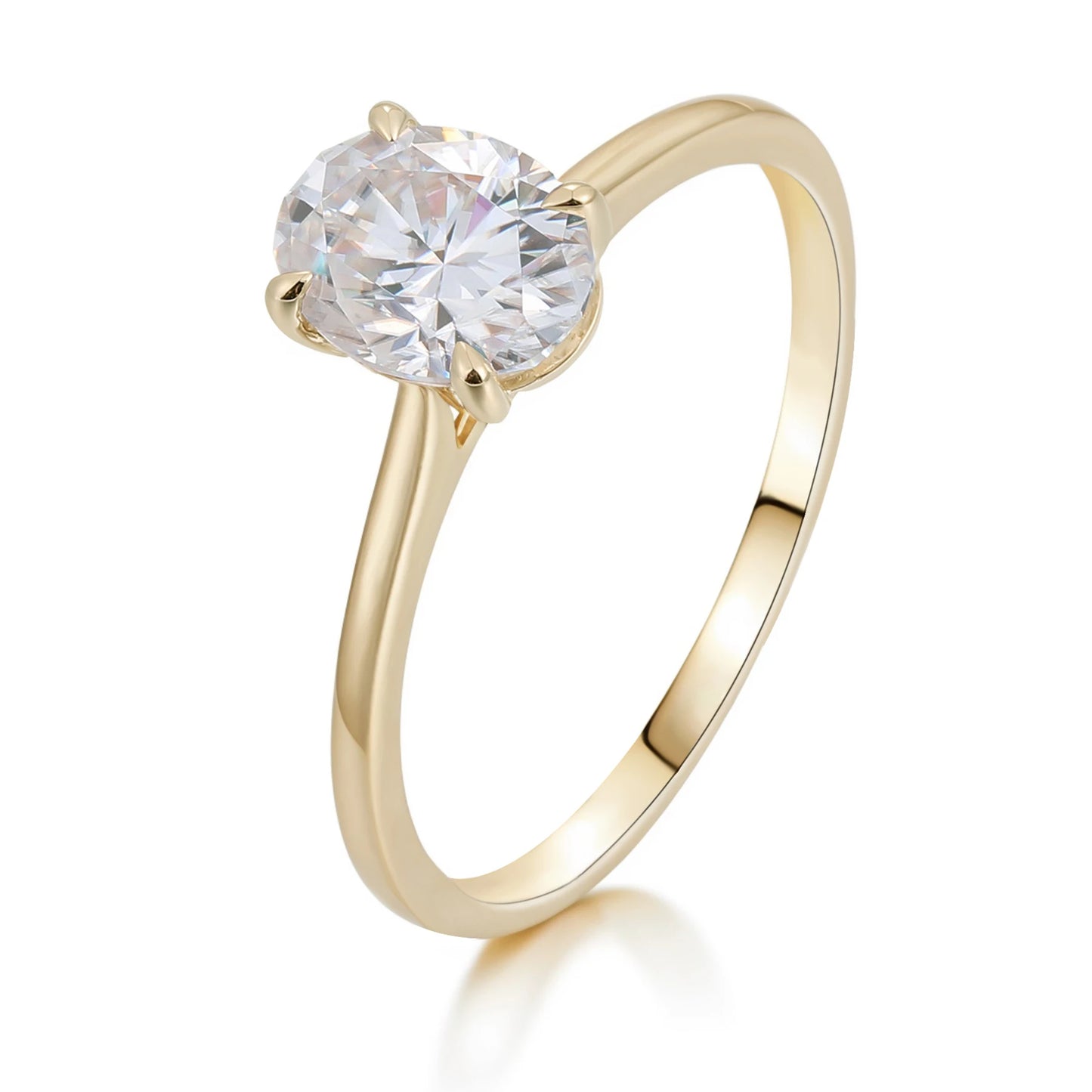 Promise Jewelry Simple Design Pure 10k 18k 14K Gold Diamond Ring Classic D VVS Oval Cut Moissanite Ring 4 Claw  Wedding Ring