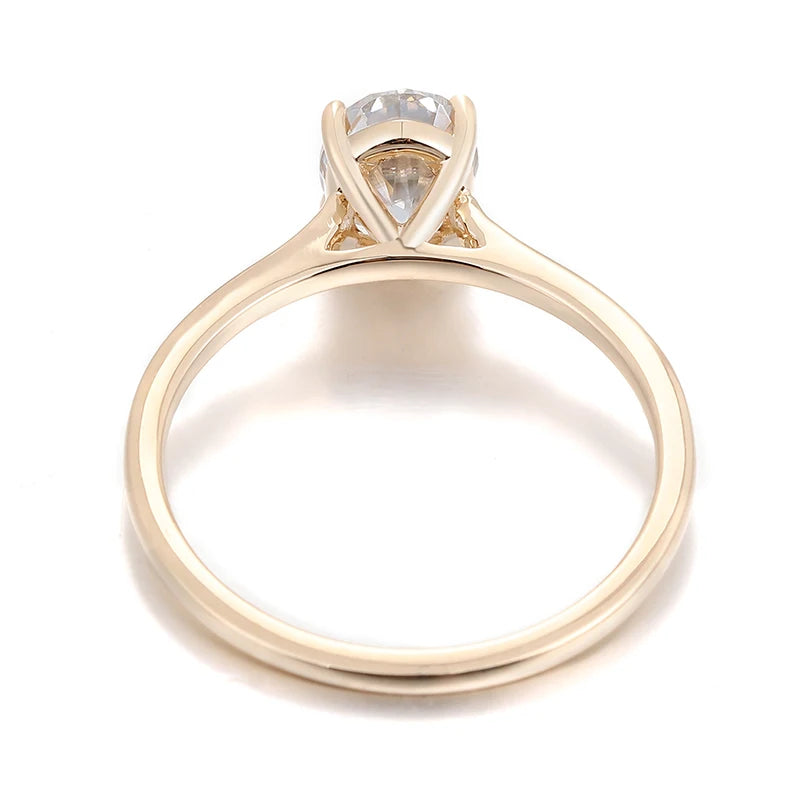 Promise Jewelry Simple Design Pure 10k 18k 14K Gold Diamond Ring Classic D VVS Oval Cut Moissanite Ring 4 Claw  Wedding Ring