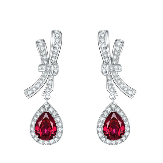 Luxury Designer 18K & 14K Gold Gemstone Earrings Lab Grown Ruby & Diamond Jewelry
