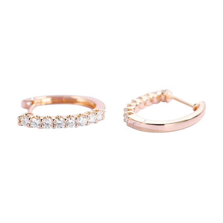 Wholesale Gold Jewelry 14K Gold Diamond Huggie Hoop Earrings