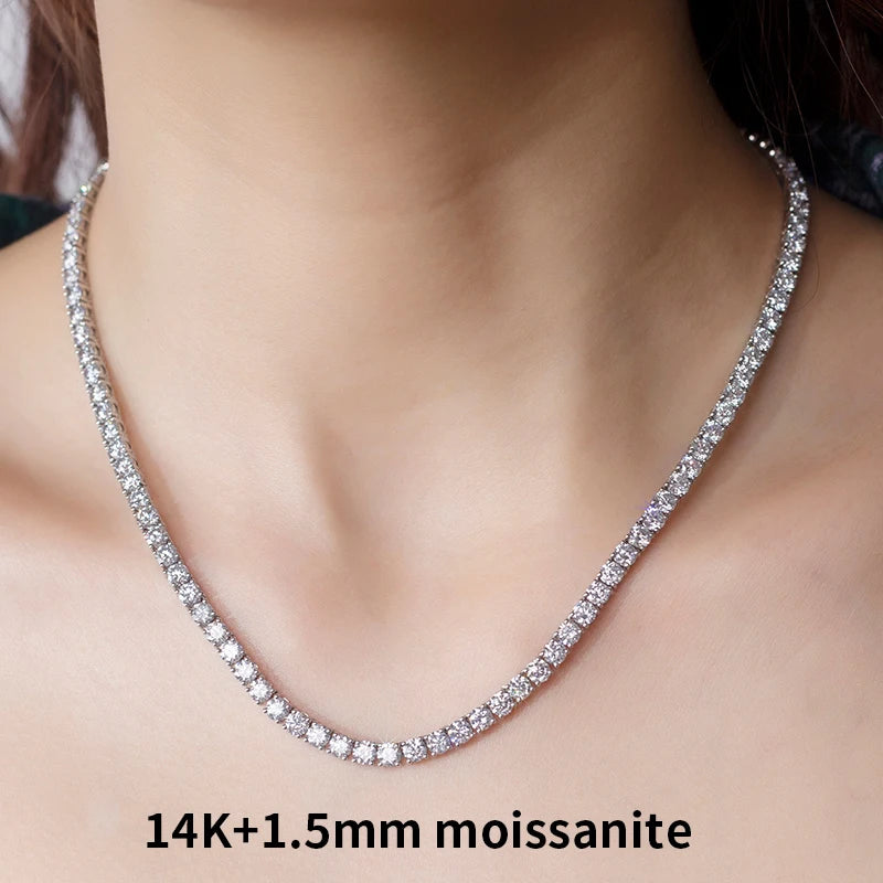 Messi Jewelry 925 Silver 14K Gold White Gold Custom Moissanite Tennis Chain Necklace