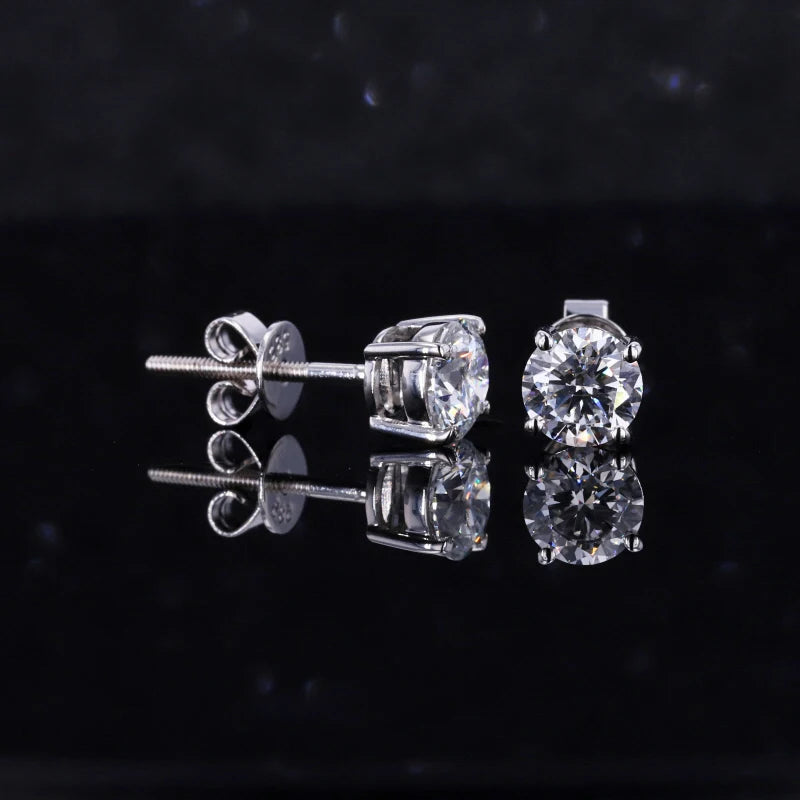 Starsgem 14k Gold 4 Prongs 0.5ct Round Brilliant Cut Lab Grown Diamond Earrings