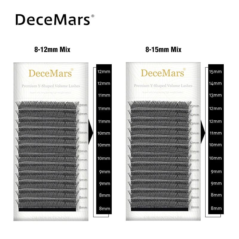 DeceMars YY Shape  Black Brown Eyelashes Extensions Two Tip Lashes C/D Curl High Quality Individual