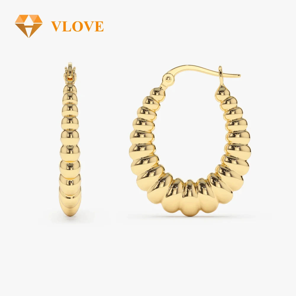 VLOVE Exclusive Jewelry Collections Custom Earrings 14k Gold Bold Twisted Women's Earrings