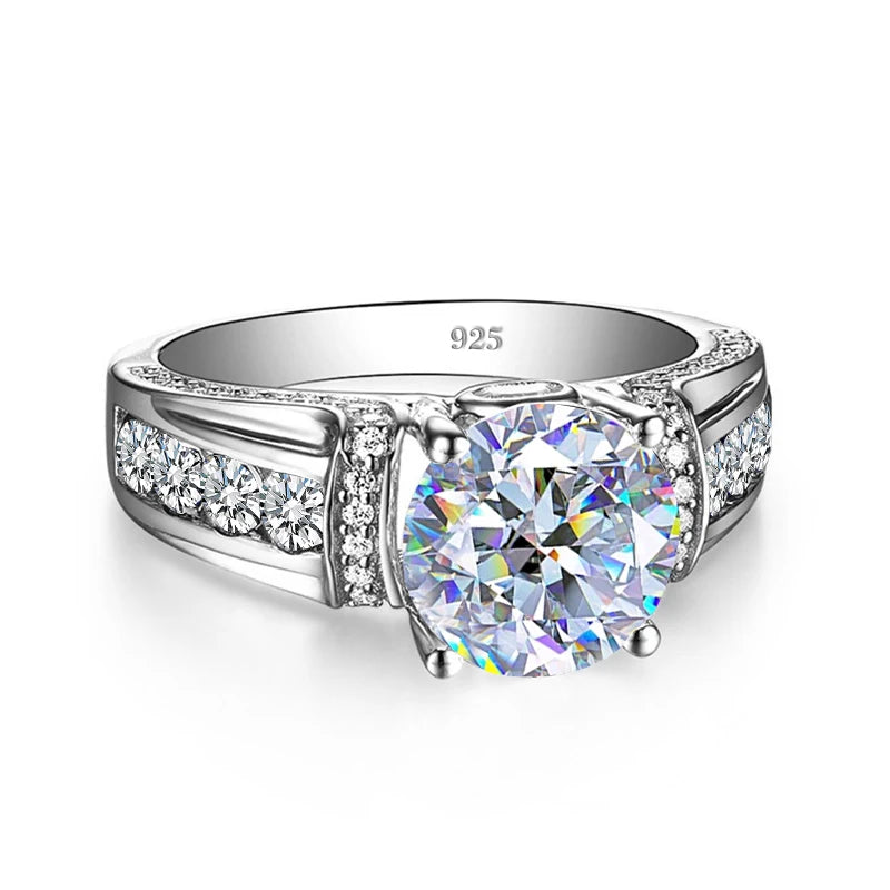 Luxury Women's High Jewelry Engagement Wedding Designer Rings Real 925 Silver 2 Carat Moissanite Diamond Rings