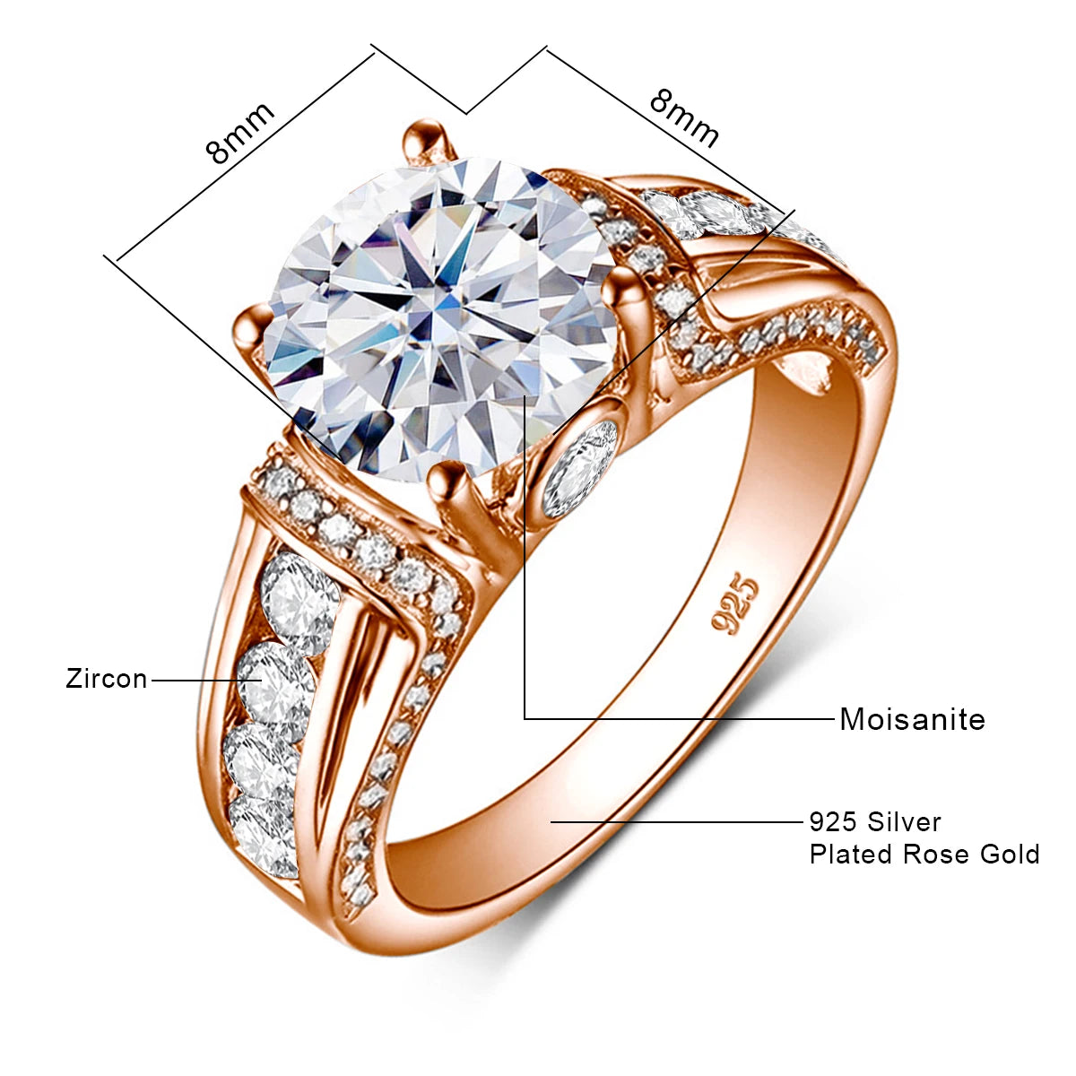 Luxury Women's High Jewelry Engagement Wedding Designer Rings Real 925 Silver 2 Carat Moissanite Diamond Rings