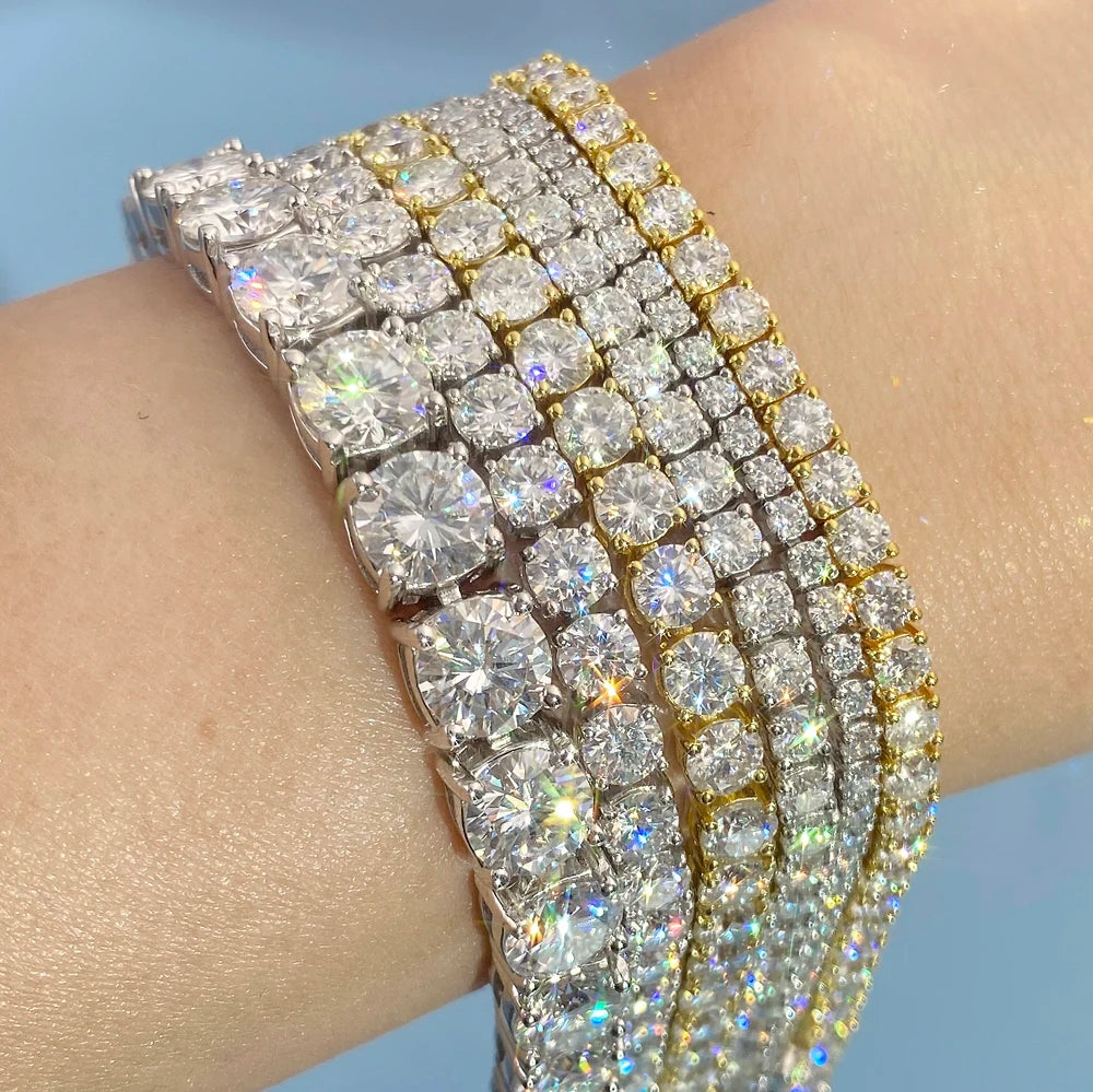 High Quality 10K / 14K Gold 3mm 4mm 5mm Vvs Moissanite Diamond Chain Iced Out 925 Silver Hip Hop Tennis Necklace Bracelet