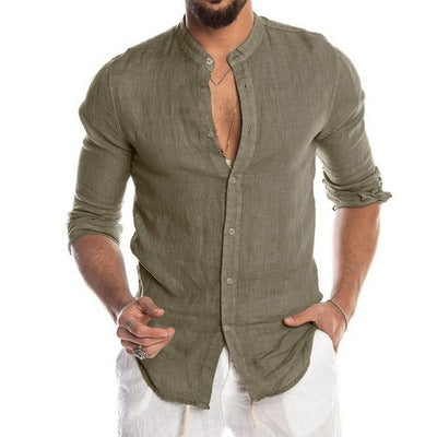 Cotton Linen Shirt Short Sleeve Casual Men's