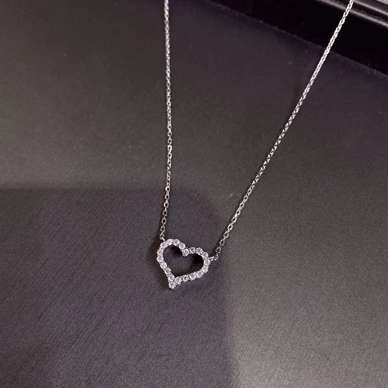 New Simple 18k Solid Gold Jewelry 14k Gold Om Heart Shape Pendant Yellow Gold Necklace