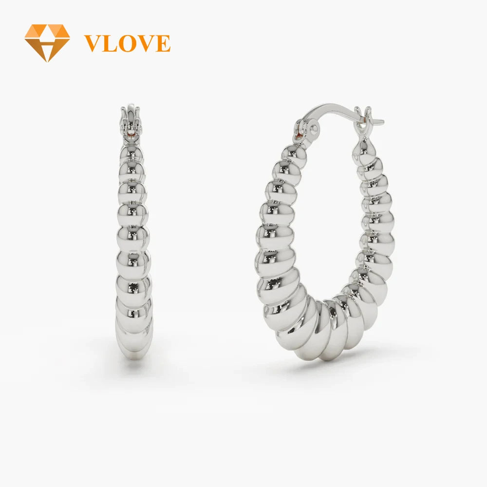 VLOVE Exclusive Jewelry Collections Custom Earrings 14k Gold Bold Twisted Women's Earrings