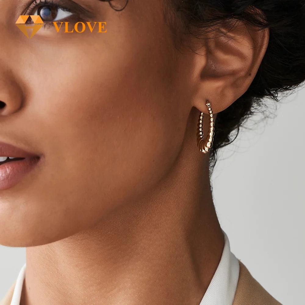VLOVE Exclusive Jewelry Collections Custom Earrings 14k Gold Bold Twisted Women's Earrings
