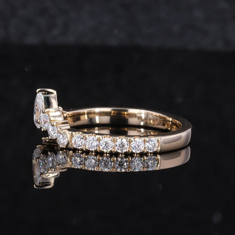 New Coming 14k Gold Basic Design Yellow Ring Synthetic  Moissanite Jewelry  Rings