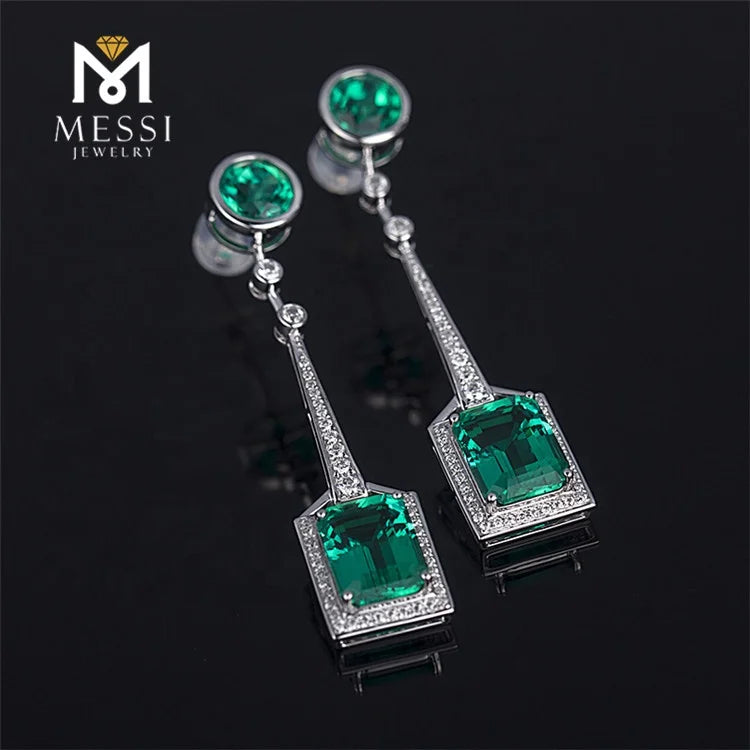 Messi Jewelry Gold Earrings Woman Jewelry 14k Gold  Zambia Emerald Long Earring