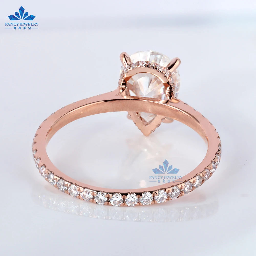 Lab Ceate Diamond Ring 14k Gold 2ct Pear Cut Moissanite Diamond Ring Ladies Wedding Band Engagement Ring Diamond