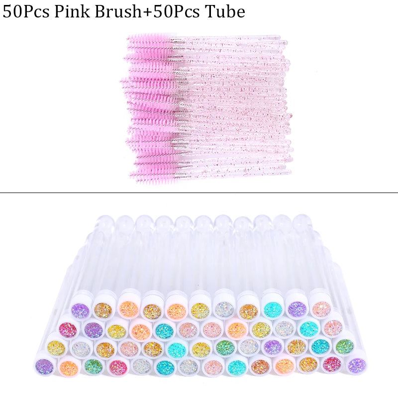 Reusable Eyebrow Brush Tube Disposable Eyelash Brush Eyebrow Brush Replaceable Dust-proof Sparkling Broken Diamond Makeup Brush