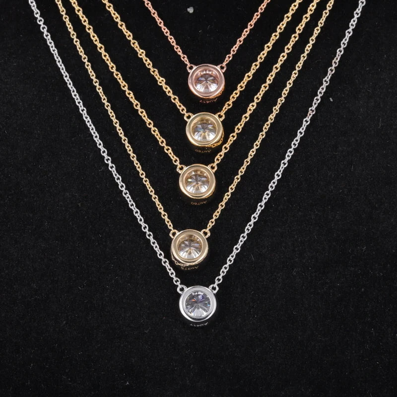 0.5CT 1CT IGI Certificate DEF VVS Starsgem 10k 14k Gold 40+5cm Necklace CVD HPHT Round Cut Lab Diamond Pendant Fine Jewelry