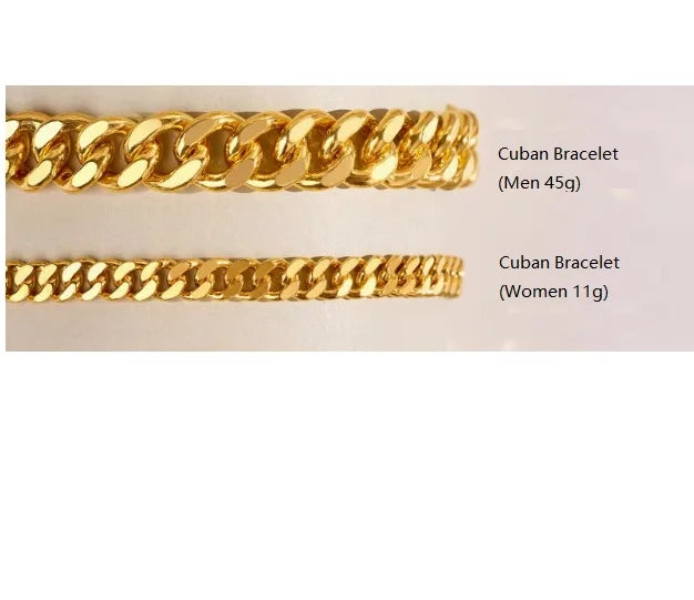 Cuban Chain Hip Hop Unisex Senior Bracelet  Bracelets Trend Clothes Matching 24K Gold 17cm