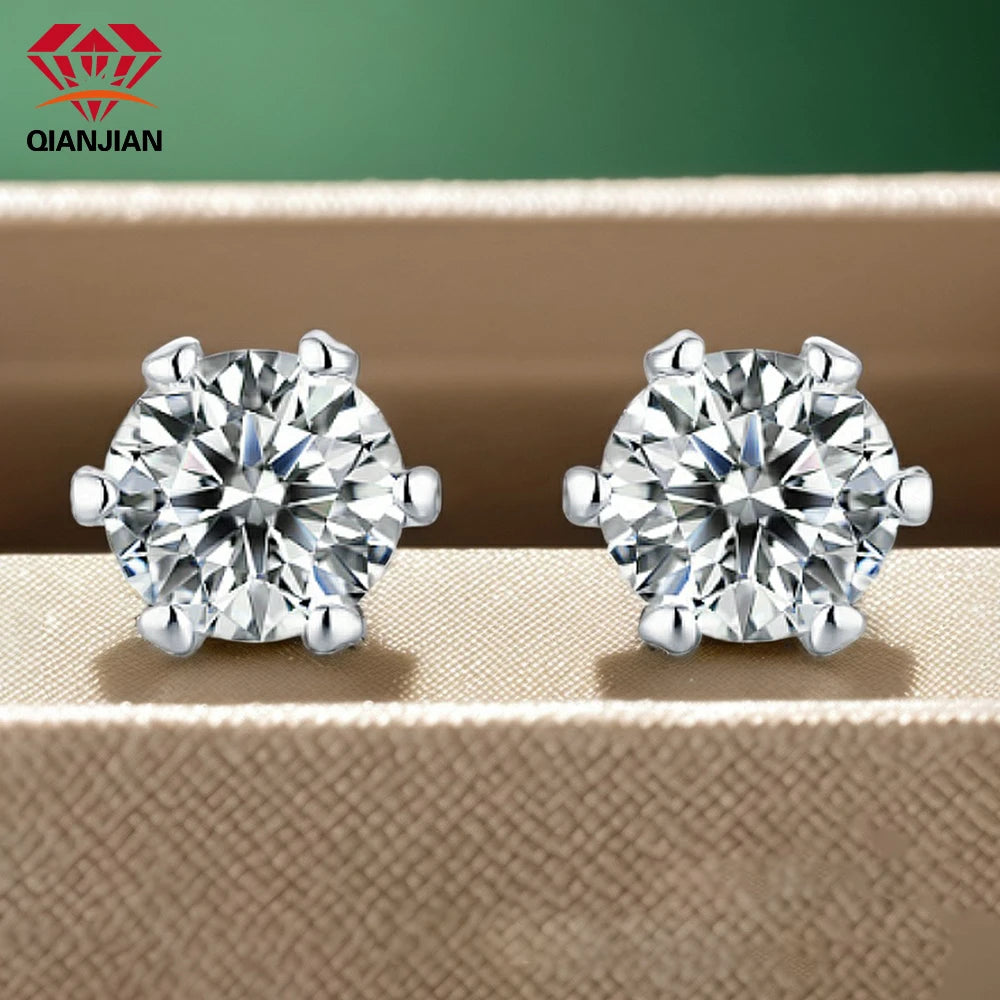 Classic 14k Gold 6 Claws Stud Earrings IGI CVD HPHT Lab Grown 1ct D VVS1 Diamonds High Quality Dazzling Diamond Jewelry