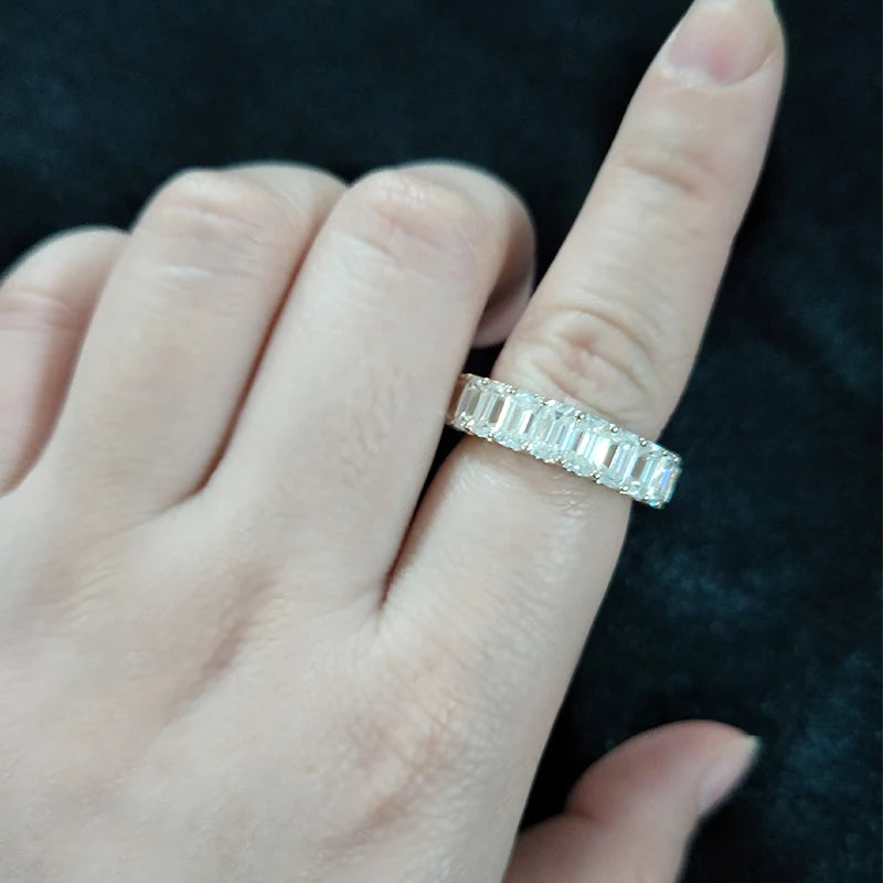 14k Gold Jewelry Wholesale Ring Emerald Cut Original Moissanite Gold Eternity Ring Engagement Solid Gold Gemstone Ring