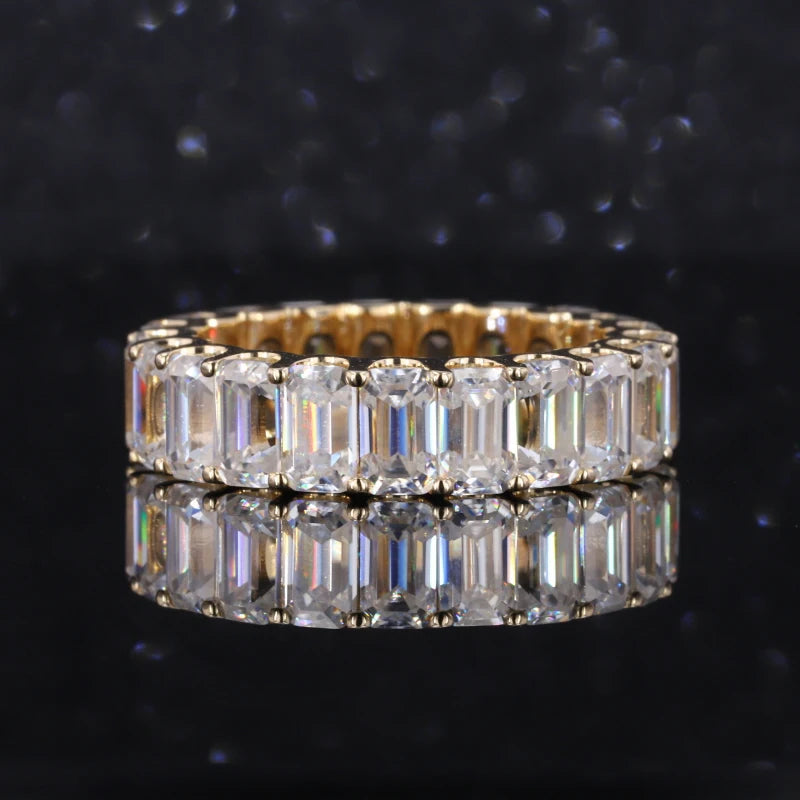14k Gold Jewelry Wholesale Ring Emerald Cut Original Moissanite Gold Eternity Ring Engagement Solid Gold Gemstone Ring