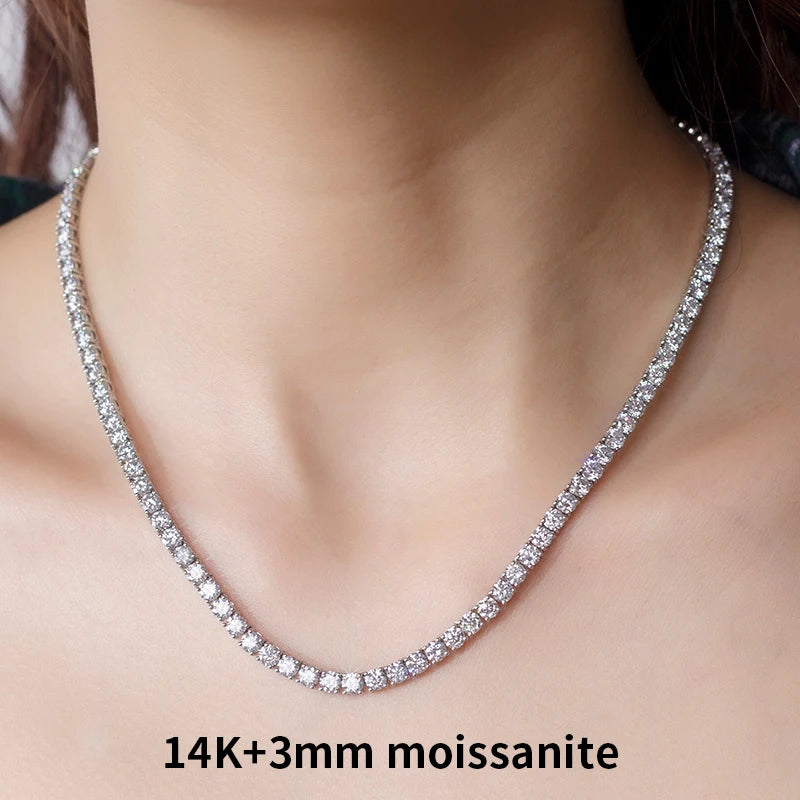 Messi Jewelry 925 Silver 14K Gold White Gold Custom Moissanite Tennis Chain Necklace