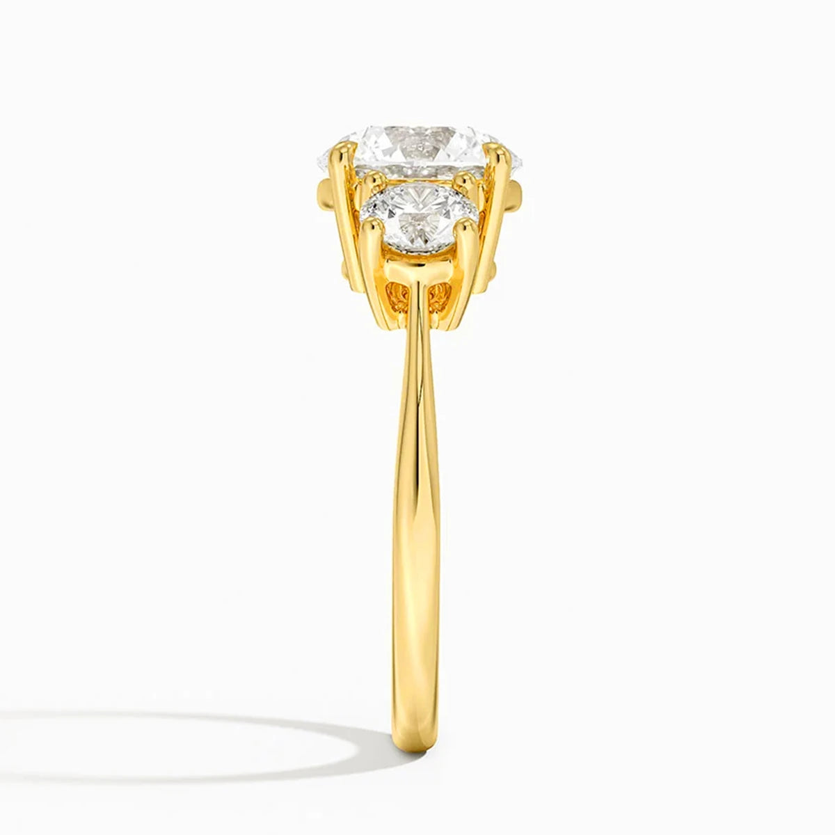 Fine Jewelry Manufacturer Women Anillos Valentine's Day Gift Classic 4 Prong 3 Stone Moissanite Hollow 14K Gold Ring