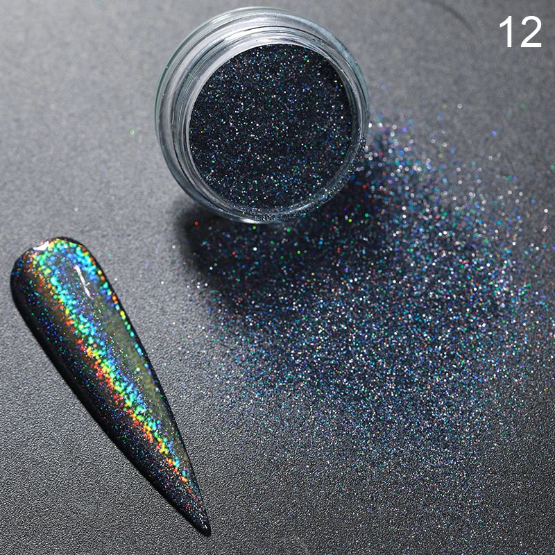 1Box Moonlight Nail Powder Silver Fine Glitter Metallic Effect Pigment UV Gel Polish Dust Aurora Nail Decorations