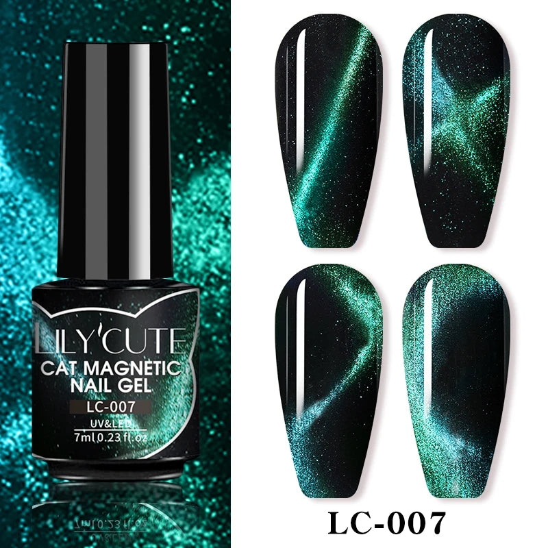 LILYCUTE 7ml Reflective Glitter Cat Magnetic Gel Nail Polish Semi permanent Soak Off UV LED Varnish Nail Supplies