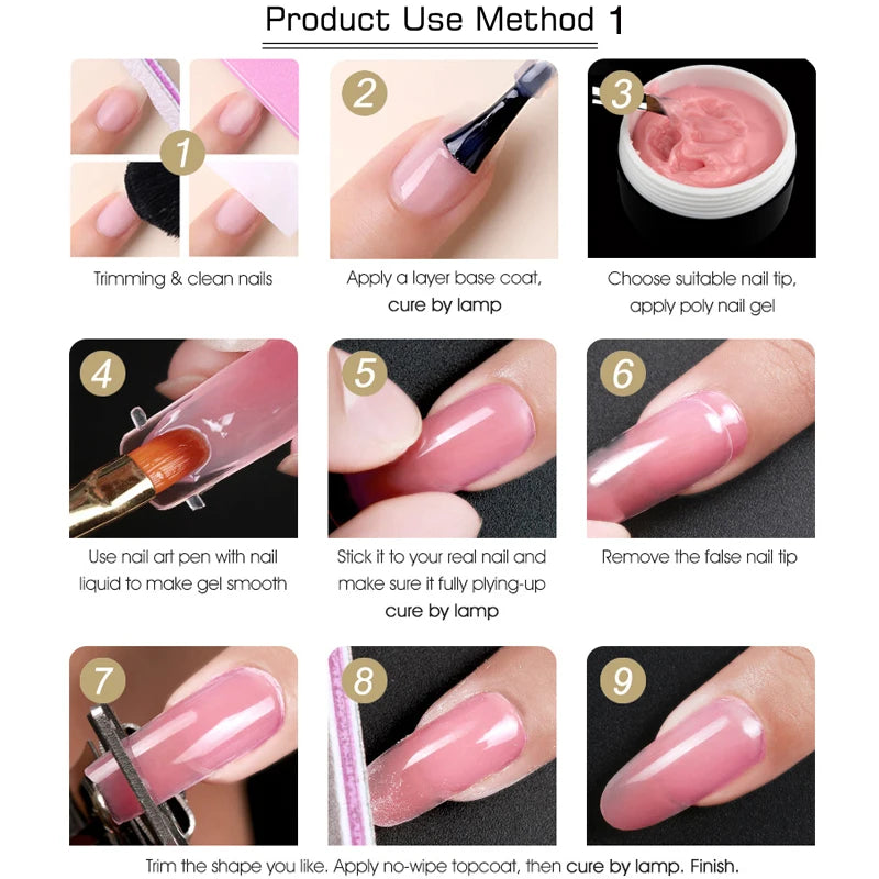 New Poly Builder Jelly Gel For Nail Extensions 32 Colors Crystal Hard Gel Nails Varnish Glitter 3D Thick Gels Nail Art Manicures