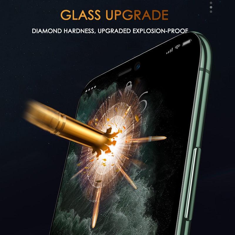 3pcs Full Cover Protective Glass On For Iphone 11 12 13 14 Pro Max Screen Protector For Iphone X Xr Xs Max 7 8 6s Plus Se Glass Full Screen Protector Edge To Edge Full Screen Coverage