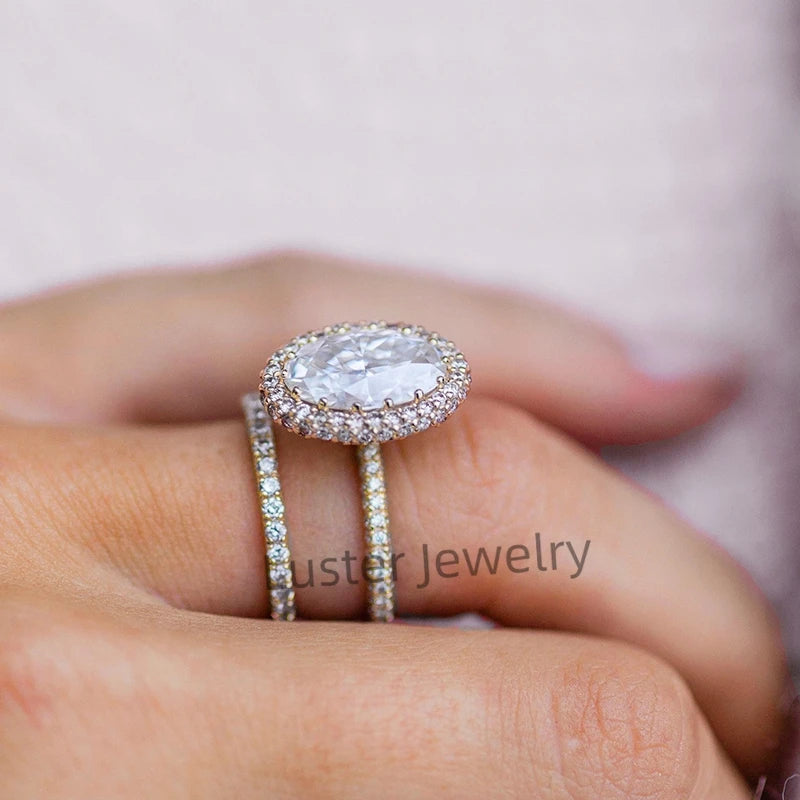 Luster Engagement Trendy Shape D White 10K Jewelry 18k Moissanite Women's 14k Gold Finger Ring